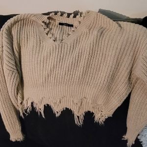 Tan crop sweater